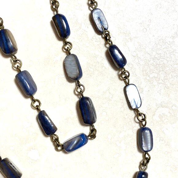 Rainbow Mother of Pearl Longevity Life Tree Pendant Bronze Link Long Necklace - Picture 7 of 12